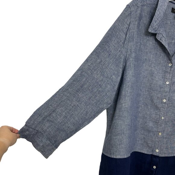 Tahari 100 % linen color block 2 tone women's tunic shirt size 2X - Picture 4 of 6